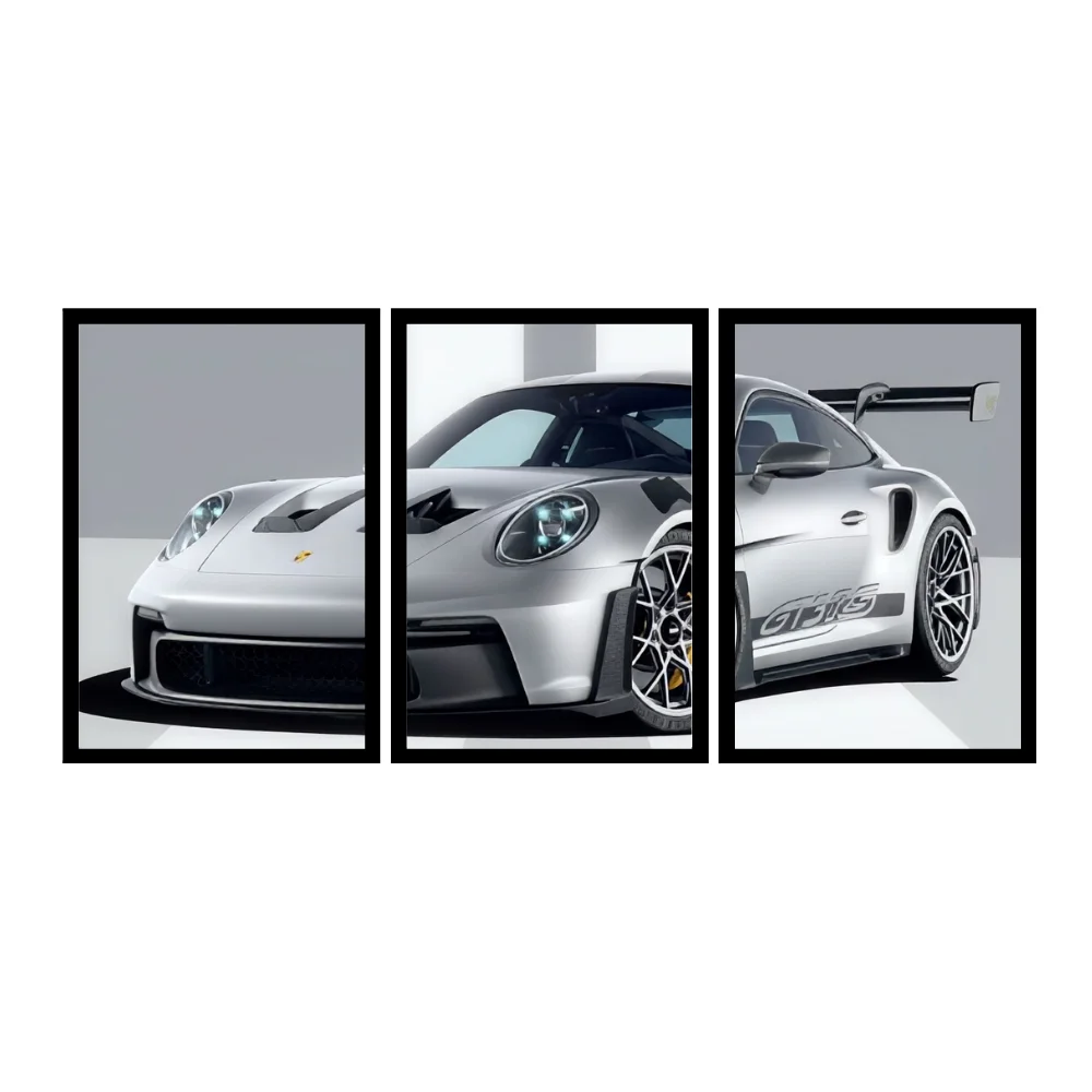 Djane Studio Car Wall Frame | Living Room Car Wall Frame | Gaming Room Decor | Pack of 3 | Size 18x12 Inch